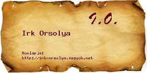 Irk Orsolya névjegykártya